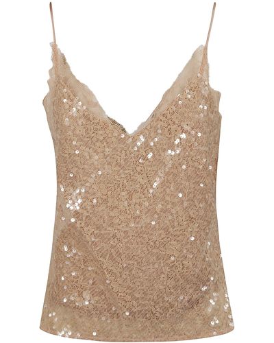 STAUD Sequin Embellished Tank Top - Natural