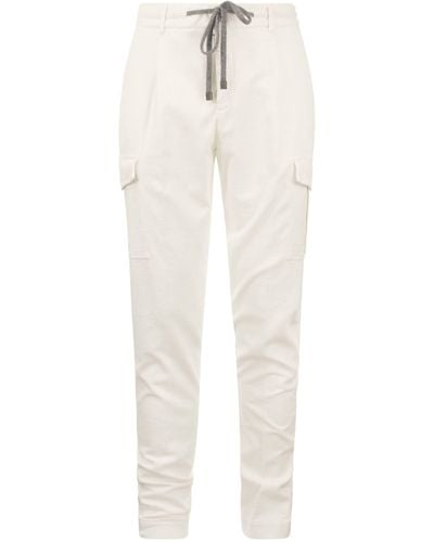 Peserico Velvet Cargo Jogger Trousers - White