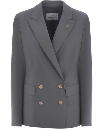 Manuel Ritz Double-Breasted Jacket Made Of Cool Wool - Grey