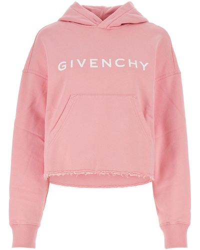 Givenchy Cropped Logo Hoodie Sweatshirt - Pink