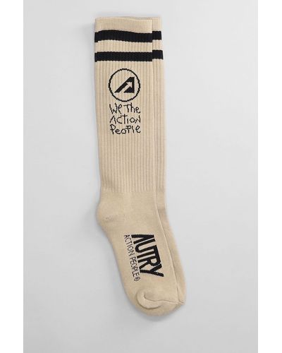 Autry Socks In Beige Cotton - Natural