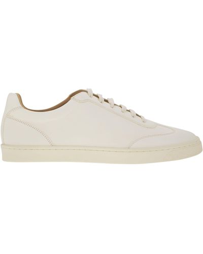 Brunello Cucinelli Deerskin Trainers With Latex Sole - White