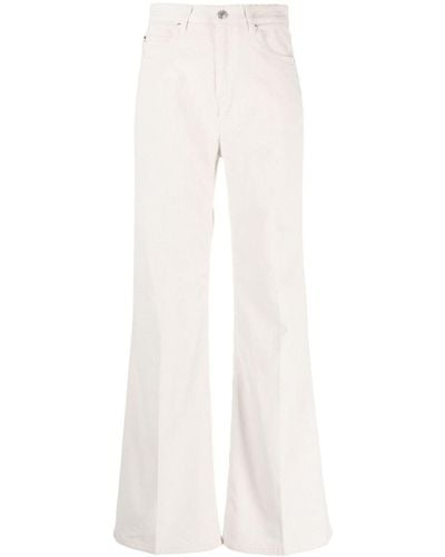 Ami Paris High-waisted Flared Corduroy Cotton Pants - White