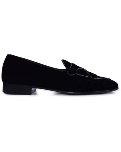 Edhen Milano Almond Toe Slip-On Loafers - Black