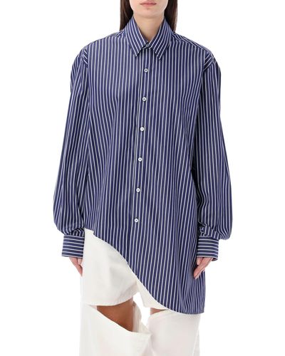 Ssheena Stripe Shirt Quote Back - Blue