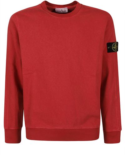 Stone Island Logo Sleeve Sweatshirt - Red
