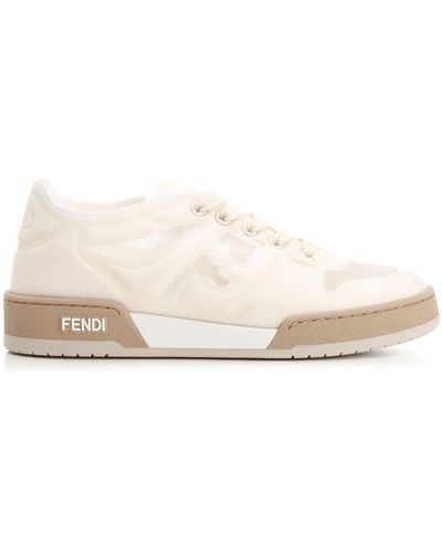 Fendi Match Suede & Leather Trainer - Natural
