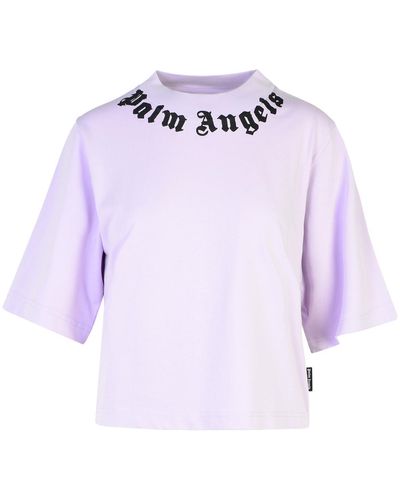 Palm Angels Lilac Cotton T-Shirt - Purple