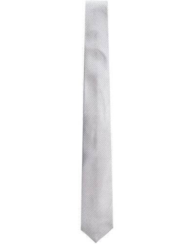 Tagliatore Geometric Motif Silk Tie - White
