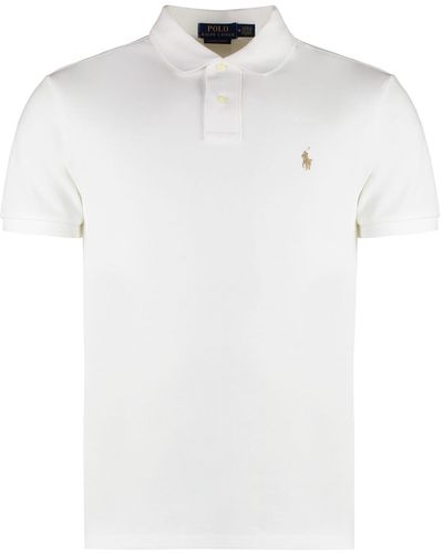 Polo Ralph Lauren Logo Embroidery Cotton-Piqué Polo Shirt - White