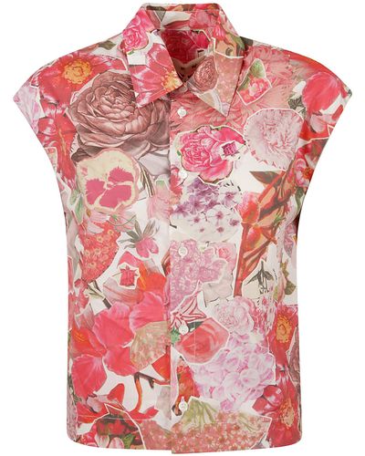Marni Floral Capped Sleeve Shirt - Red