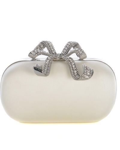 Self-Portrait Clutch Bag Bow Made Of Satin - White