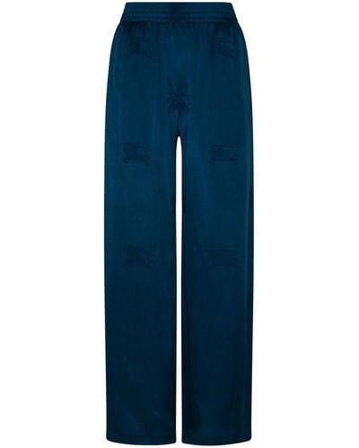 Burberry Unsead Navy Silk Trousers - Blue
