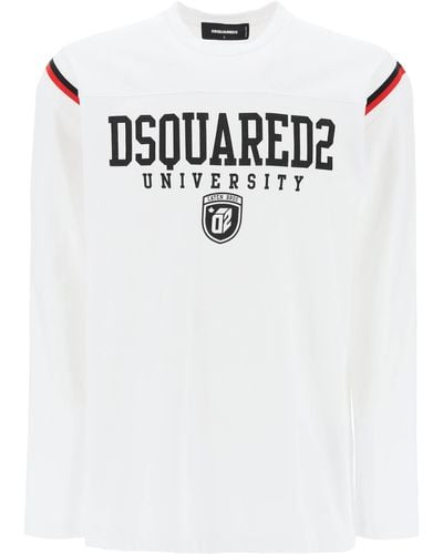 DSquared² Long-Sleeved Varsity T-Shirt - White