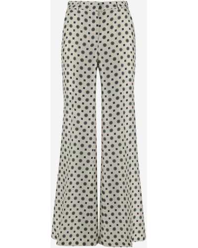 Alberto Biani Silk Trousers With Graphic Pattern - White