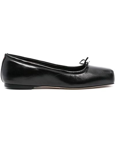 Aeyde Square-Toe Leather Ballerina Shoes - Black