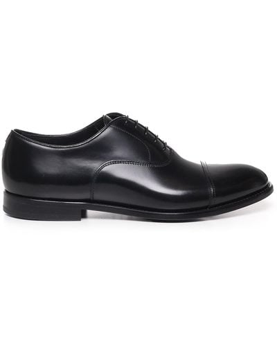 Doucal's Leather Lace-Up - Black