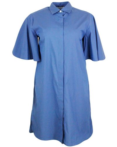 Barba Napoli Short 3/4 Sleeve Dress - Blue