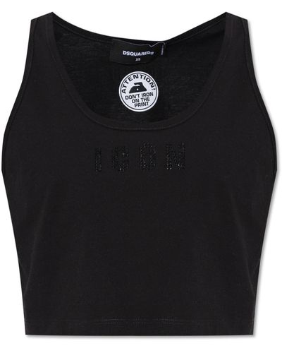 DSquared² Cropped Tank Top - Black