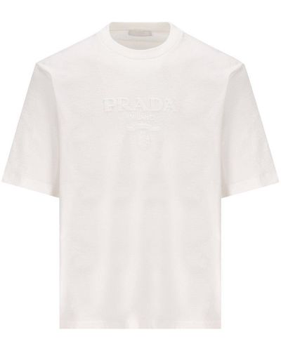 Prada Logo-detailed Crewneck T-shirt - White