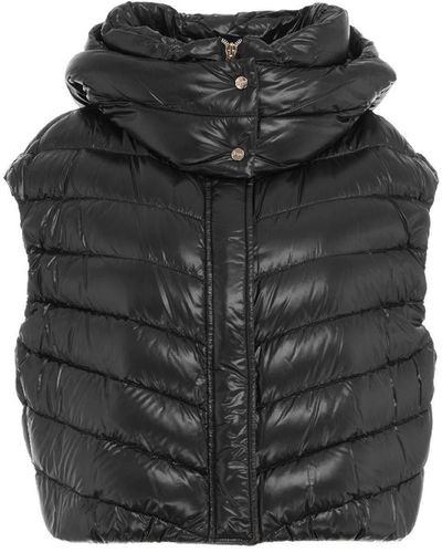 Herno Glossy Finish Cropped Down Gilet - Grey
