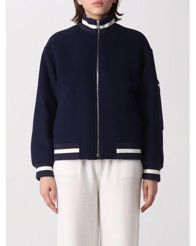 MSGM Zip-up Long-sleeved Bomber Jacket - Blue