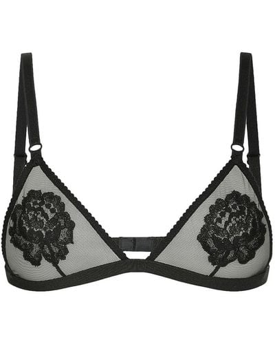 Dolce & Gabbana Floral Triangle Bra - Black