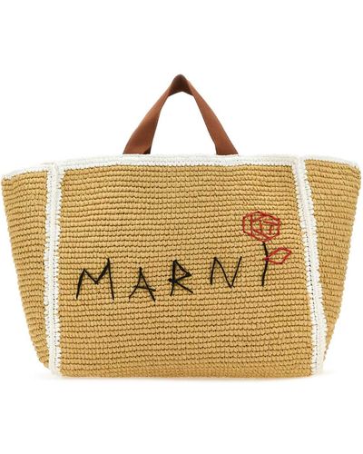 Marni Raffia Shopping Bag - Metallic