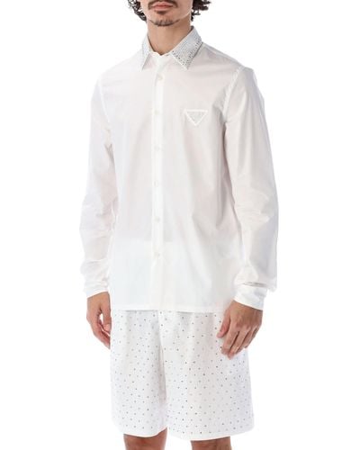 Prada Studded Cotton Shirt - Men - White