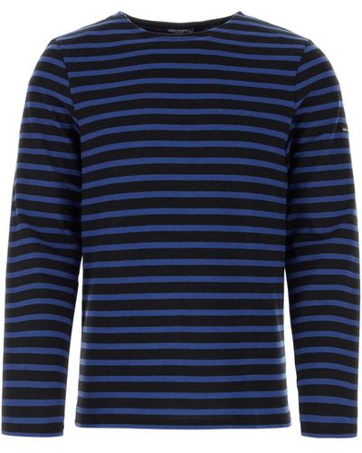 Saint James Embroidered Cotton Meridiane Moderne T-Shirt - Blue