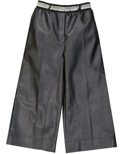 Stella McCartney Cropped Leather Effect Trousers - Grey