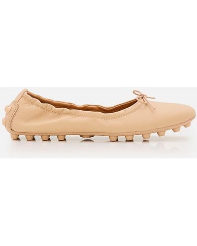 Tod's Gommino Leather Ballet Flats - Natural