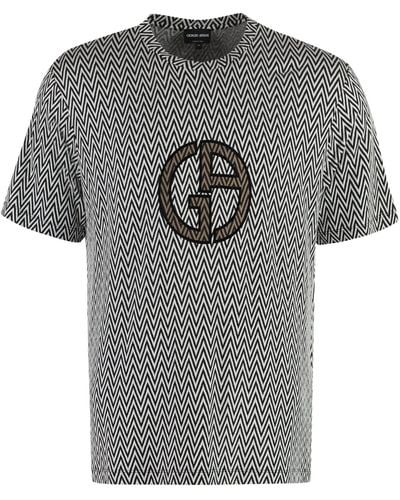 Giorgio Armani Jacquard Knit T-shirt - Gray