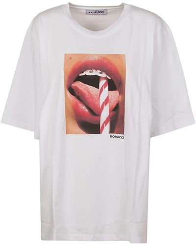 Fiorucci Mouth Print Boxy T-Shirt - White