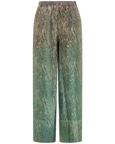 Pierre Louis Mascia Silk Pants With Floral Print - Green