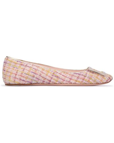 Roger Vivier 10mm Trompette Canvas Ballerina Flats - Pink