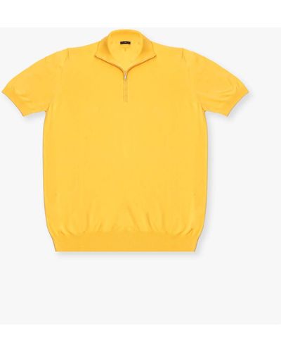Larusmiani High Neck T-Shirt With Zip Sweater - Yellow