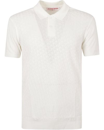Orlebar Brown Jarrett Jacquard Knit Polo Shirt - White