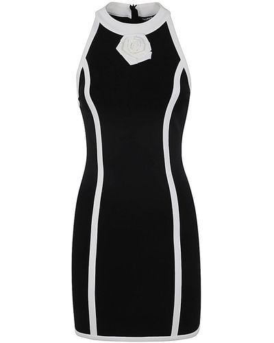 Balmain Rose Detail Dress - Black