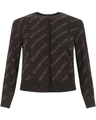 Balenciaga Printed Cotton Cardigan - Black