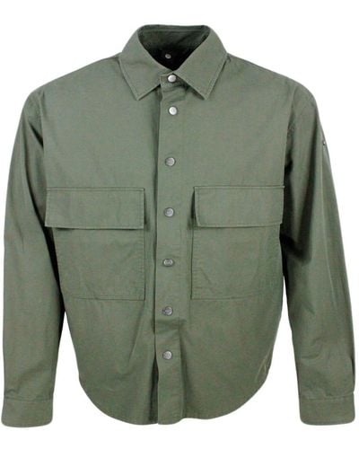 Add Recycled Nylon Shirt Jacket With Detachable Internal Ped Vest - Green