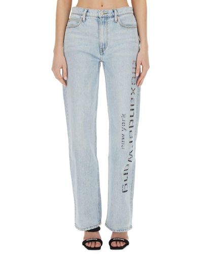 Alexander Wang T By Alexander Wang Ez Logo Jeans And Cut-out - Blue