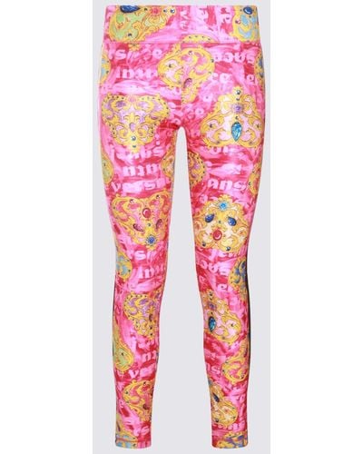 Versace Jeans Couture Pink Multicolor Heart Couture LEGGINGS