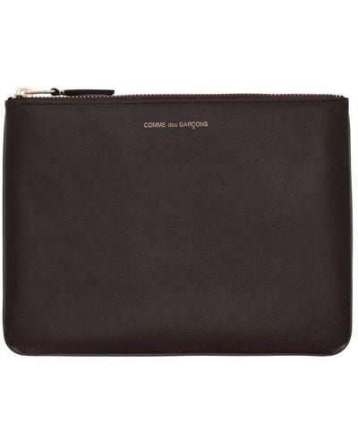 Comme des Garçons Logo Detailed Zipped Wallet - Black