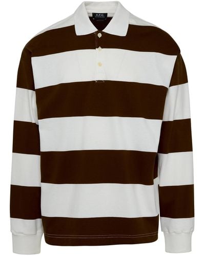 A.P.C. Brown And White Cotton Riley Polo Shirt