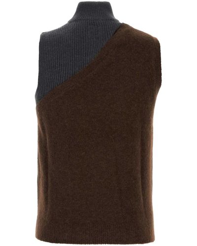 Fendi Two-Tone Stretch Wool Blend Vest - Brown