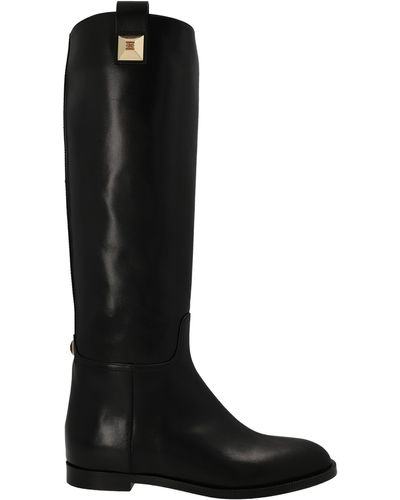 Elisabetta Franchi Leather Boots - Black