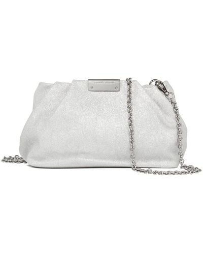 Gianni Chiarini Glitter Pearl Clutch Bag With Curled Effect - White