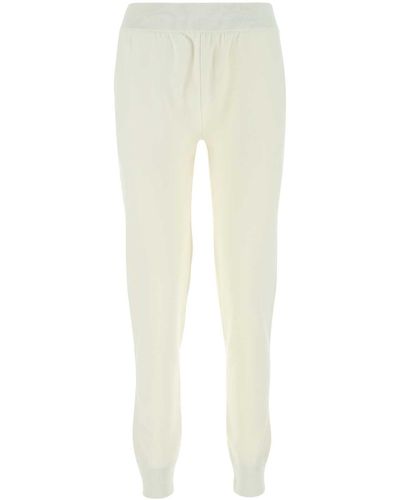 Bottega Veneta Ivory Stretch Wool Blend Sweatpants - White