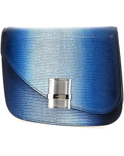 Ferragamo 'Fiamma' Small Shoulder Bag - Blue